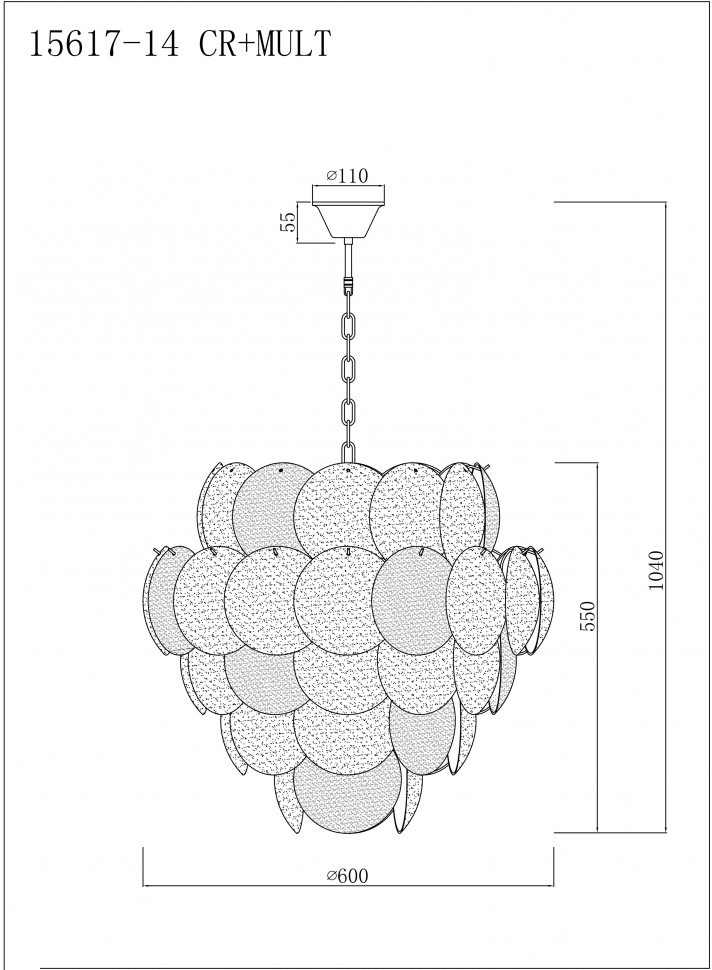 Изображение товара Подвесная люстра артишок iLamp Rivoli 15617-14 CR+MULT