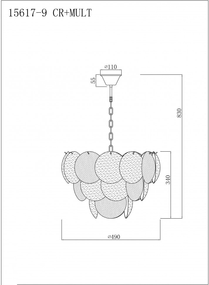 Изображение товара Подвесная люстра ИЛамп Артишок Rivoli 15617-9 CR+MULT модерн с регулировкой