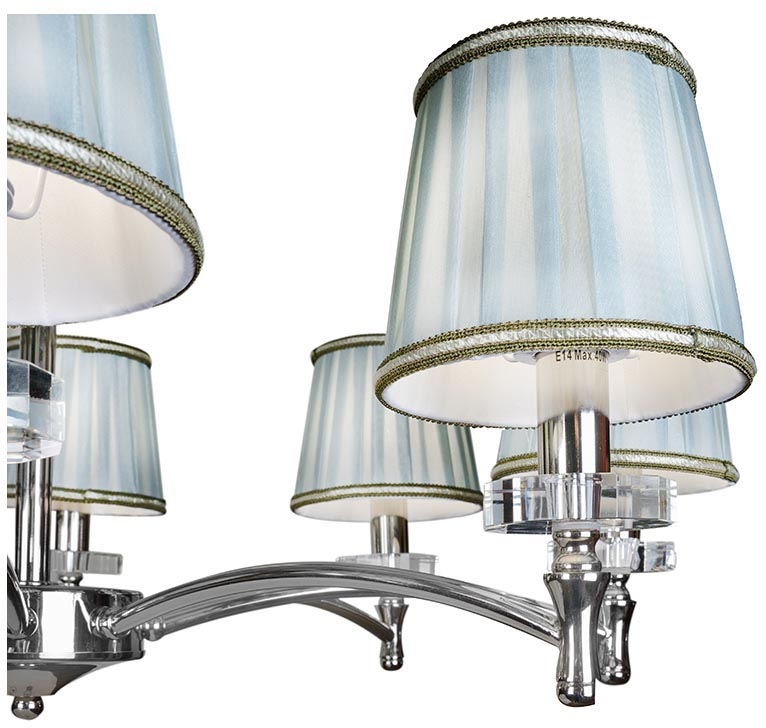 Изображение товара Подвесная люстра iLamp Olivia CR 8 ламп тканевые абажуры регулируемая