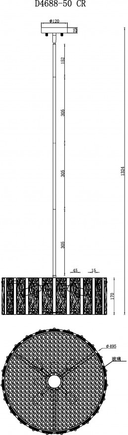 Изображение товара Потолочная люстра на штанге iLamp Panorama D4688-50 CR