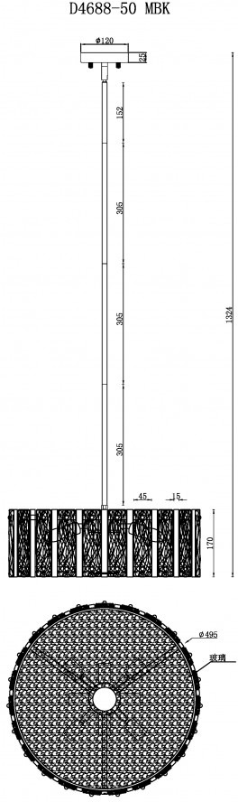 Изображение товара Потолочная люстра на штанге iLamp Panorama D4688-50 MBK