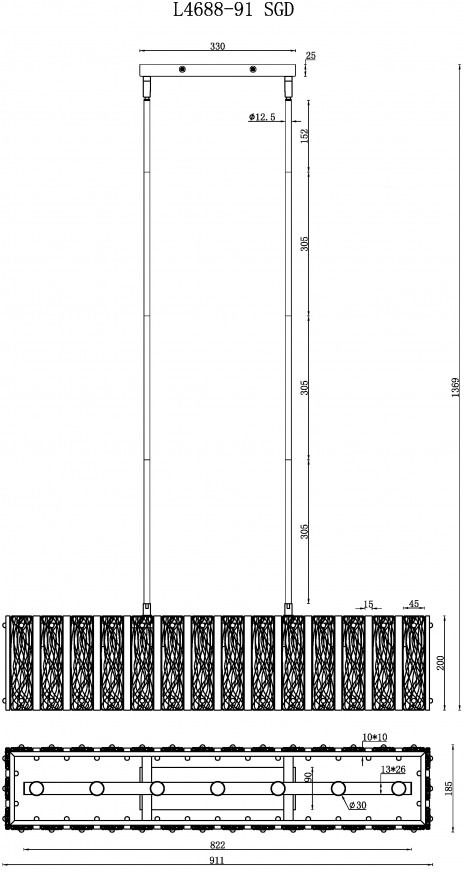 Изображение товара Потолочная люстра iLamp Panorama L4688-91 SGD для гостиной