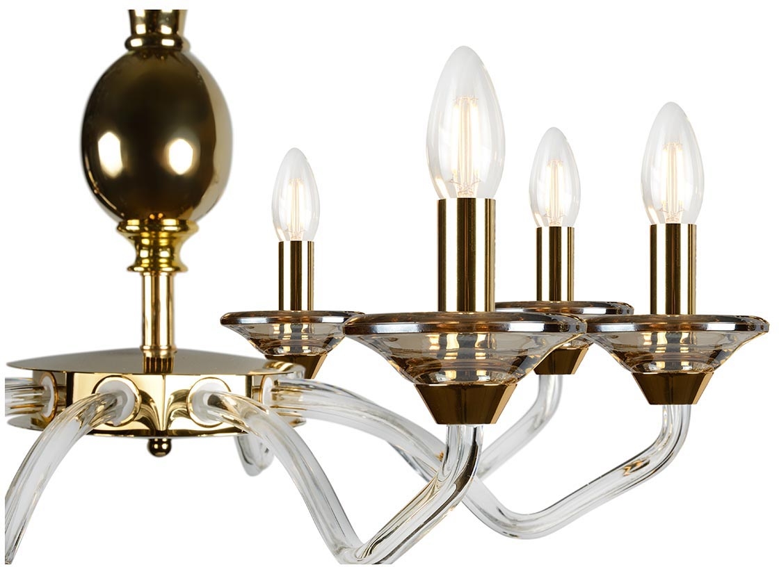 Изображение товара Подвесная люстра YT2049-8 GD+Cear модерн со свечами 8xE14 золото