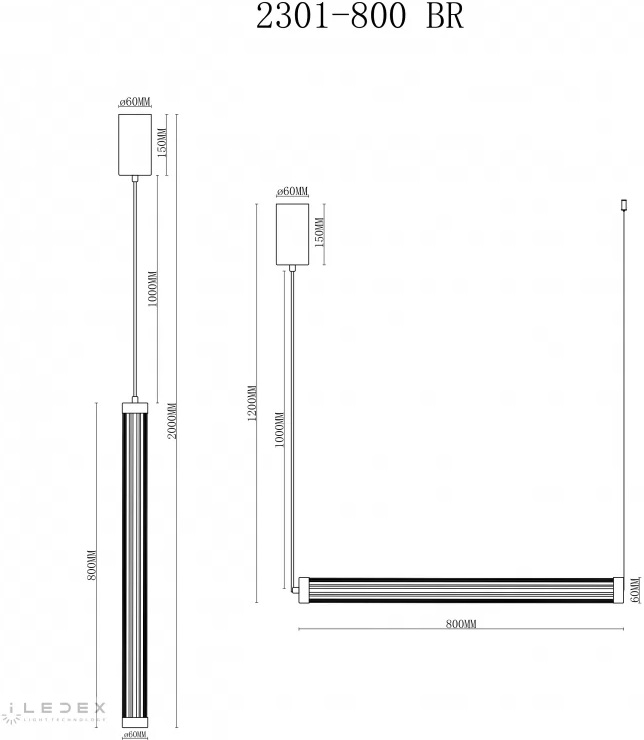 Изображение товара Подвесной светильник iLedex Rocks 2301-800 BR