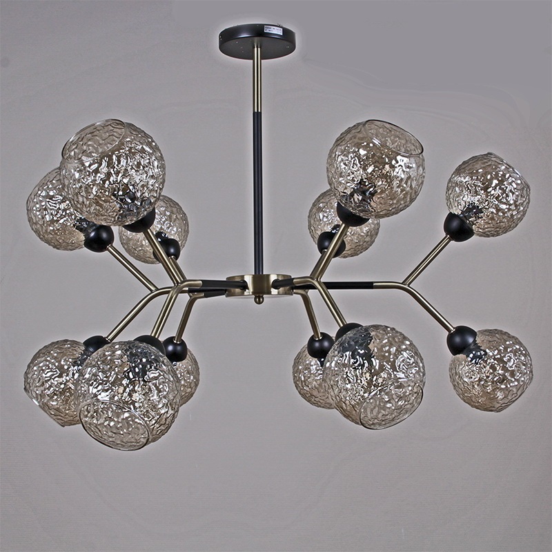 Изображение товара Потолочная люстра на штанге ILLUMICO IL0268-12PSQ-79 BK AB современная с 12 плафонами