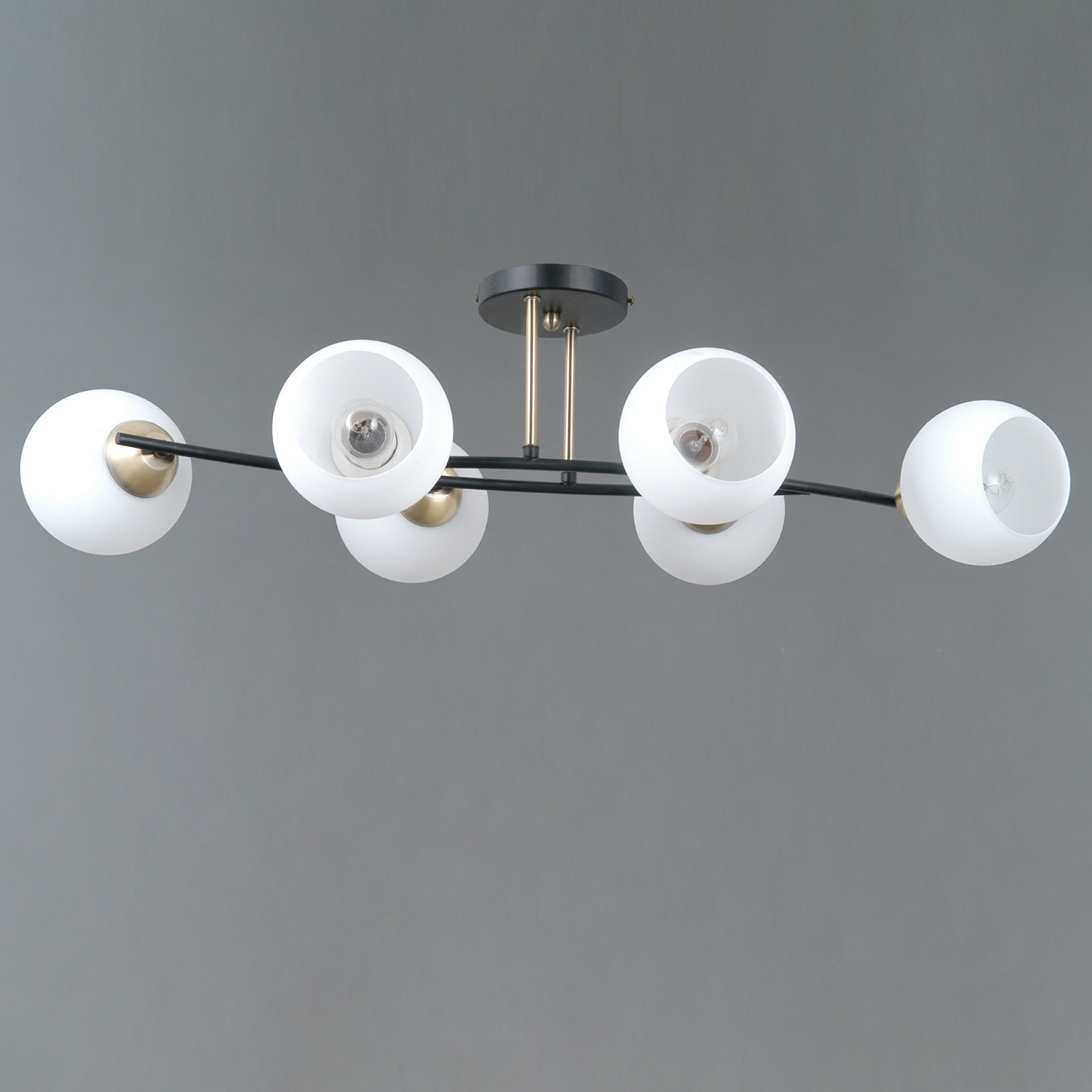 Изображение товара Потолочная люстра ILLUMICO IL0798-6CSQ-25 BK AB TRENTO с 6 плафонами