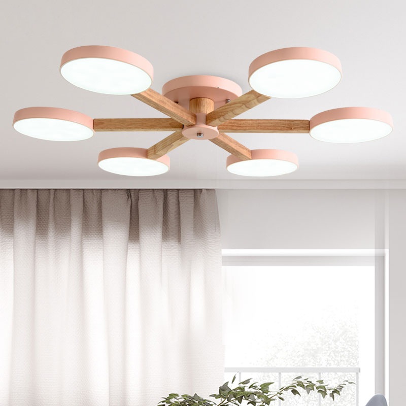 Изображение товара Потолочная люстра LED на штанге Turna 6 Pink с пультом и управлением голосом