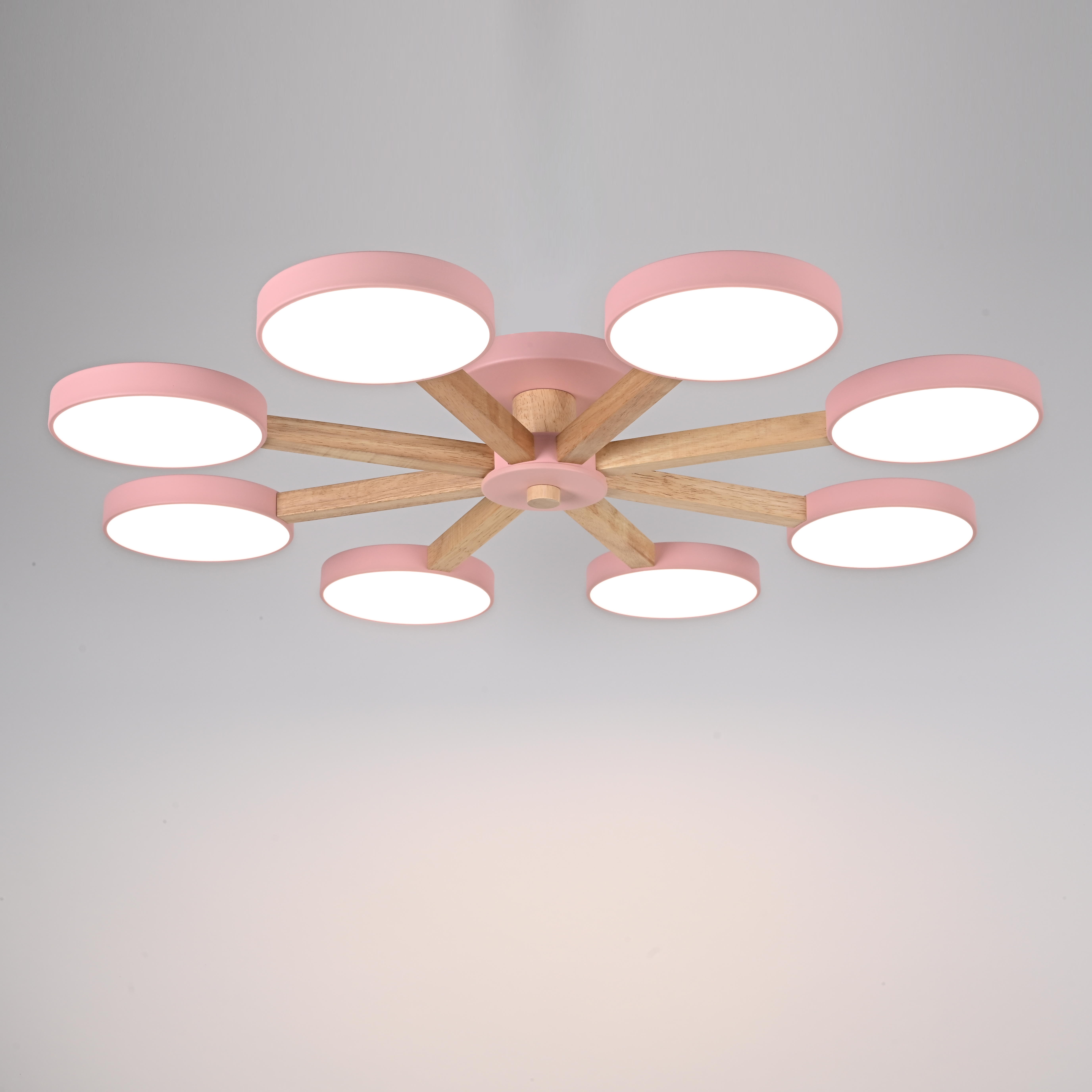 Изображение товара Люстра потолочная с пультом Turna 8 Pink LED в скандинавском стиле