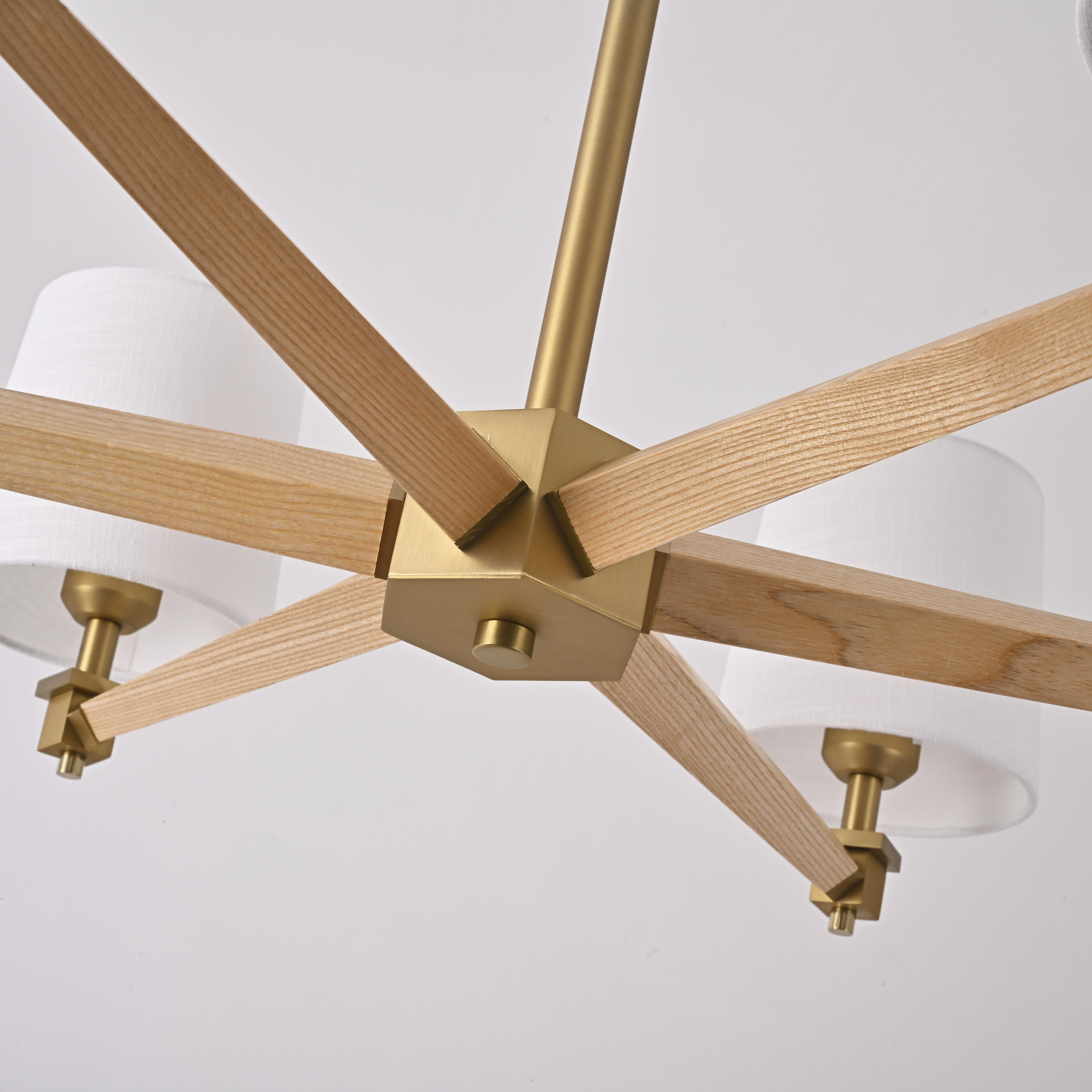 Изображение товара Потолочная люстра на штанге ImperiumLoft Stavra01 6 абажуров модерн белый дерево