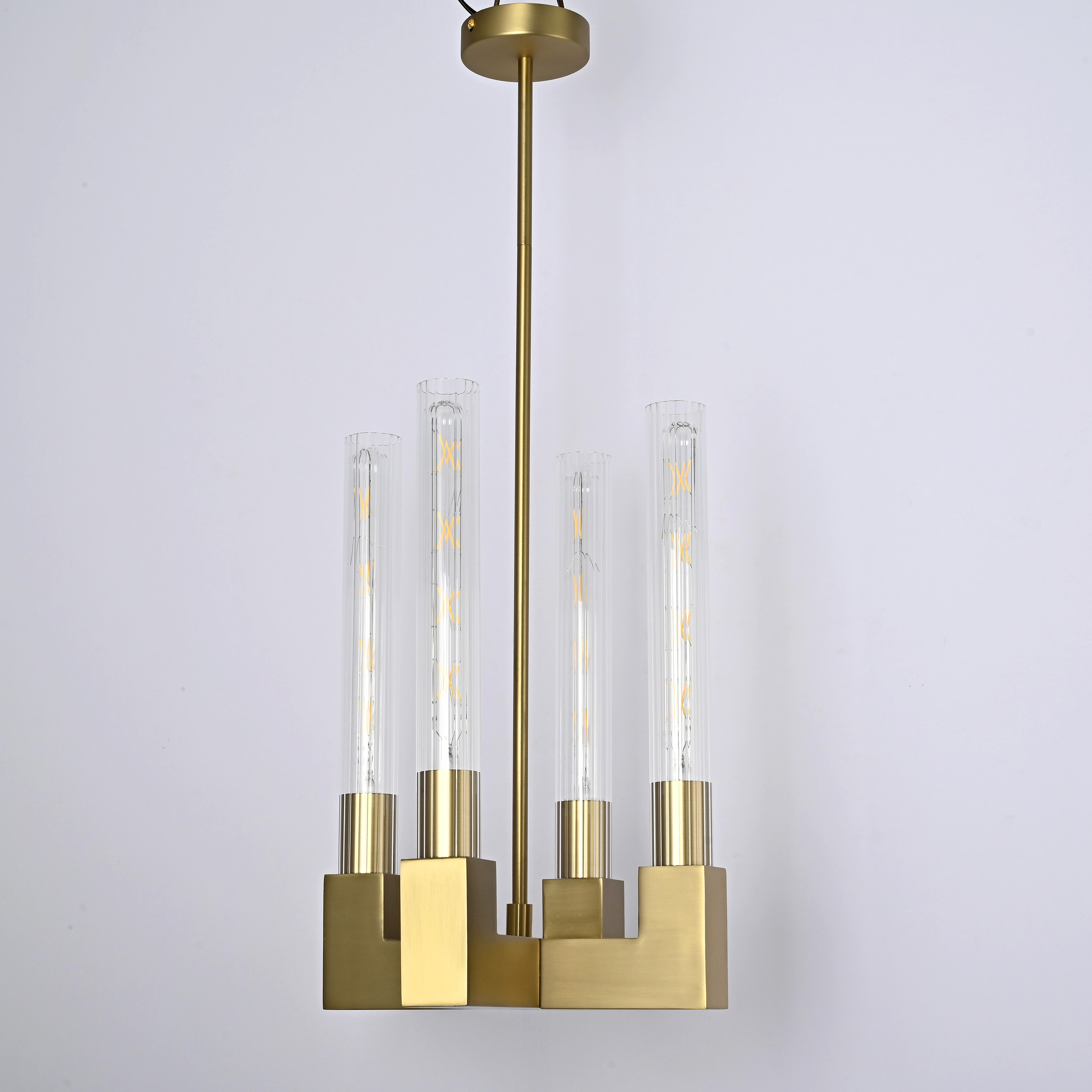 Изображение товара Потолочная люстра на штанге Rh Canelle Pendant Lamp 4 Modern Brass Imperiumloft