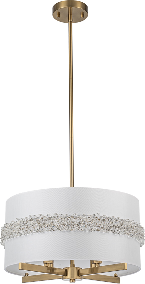 Изображение товара Потолочная люстра Effetto V000514 на штанге в стиле модерн, 4 цоколя E14, ткань и хрусталь, белый ц