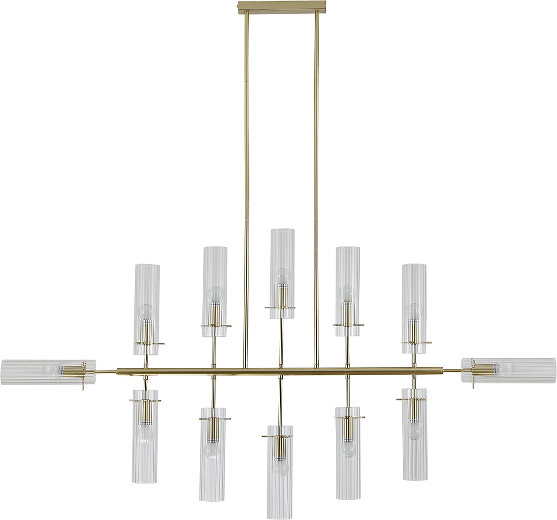 Изображение товара Потолочная люстра Indigo Saetta V000565 на штанге, 12 ламп E14, золото