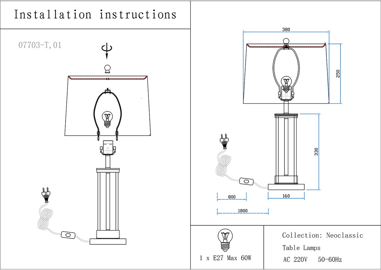 Изображение товара Настольная лампа Kink Light Милта 07703-Т,20-21(01) бронза/прозрачный/белый E27 1*40W