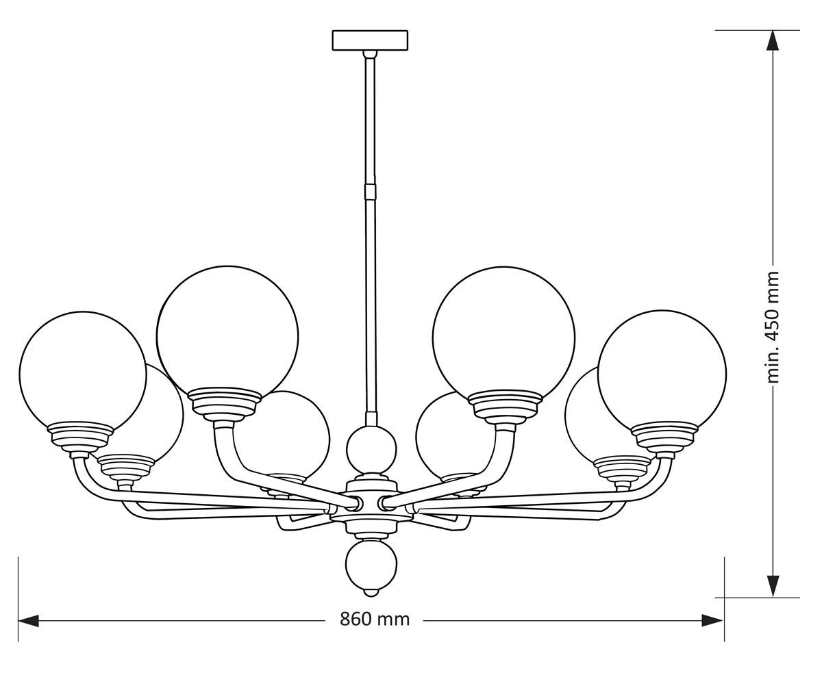 Изображение товара Потолочная люстра Kutek Abano ABA-ZW-8(Z) шарики