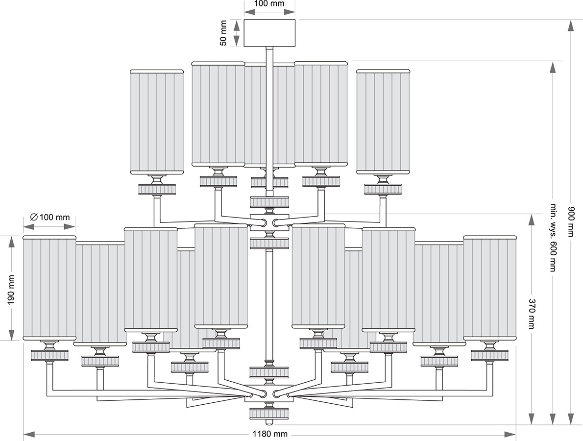 Изображение товара Потолочная люстра Kutek ADR-ZW-10+5(ZM) на штанге стиль модерн 15 ламп E14