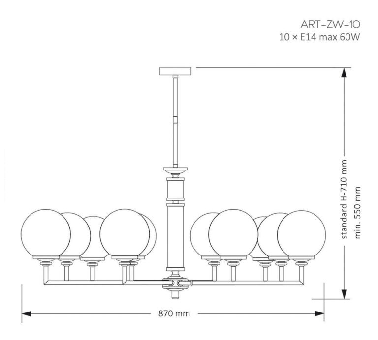Изображение товара Потолочная люстра Kutek ART-ZW-10(P)G на штанге с шариками