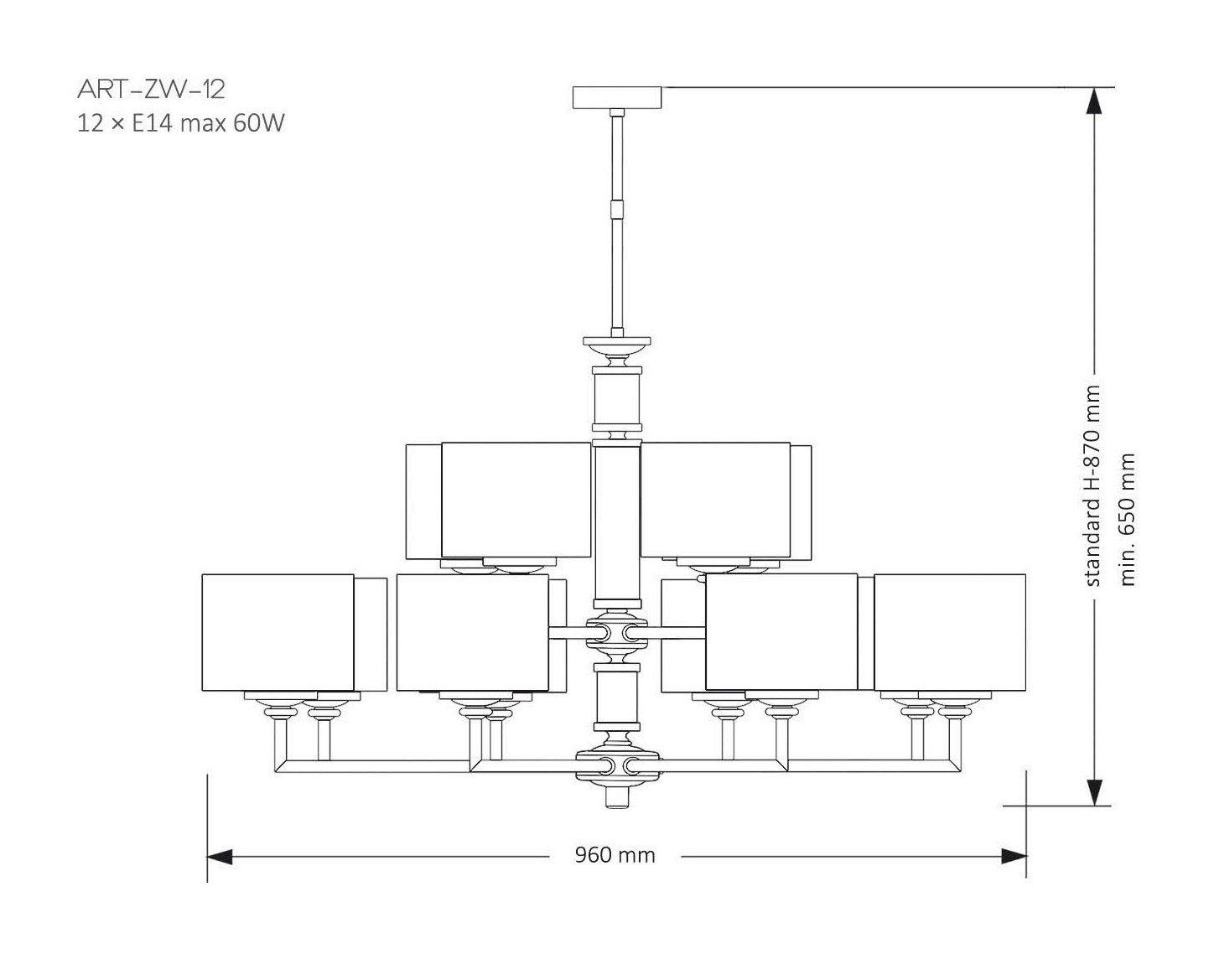 Изображение товара Потолочная люстра Kutek Artu ART-ZW-12(N)
