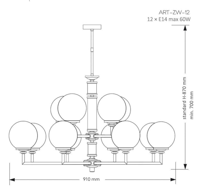 Изображение товара Потолочная люстра на штанге Kutek Artu Glass ART-ZW-12(N)G шарики