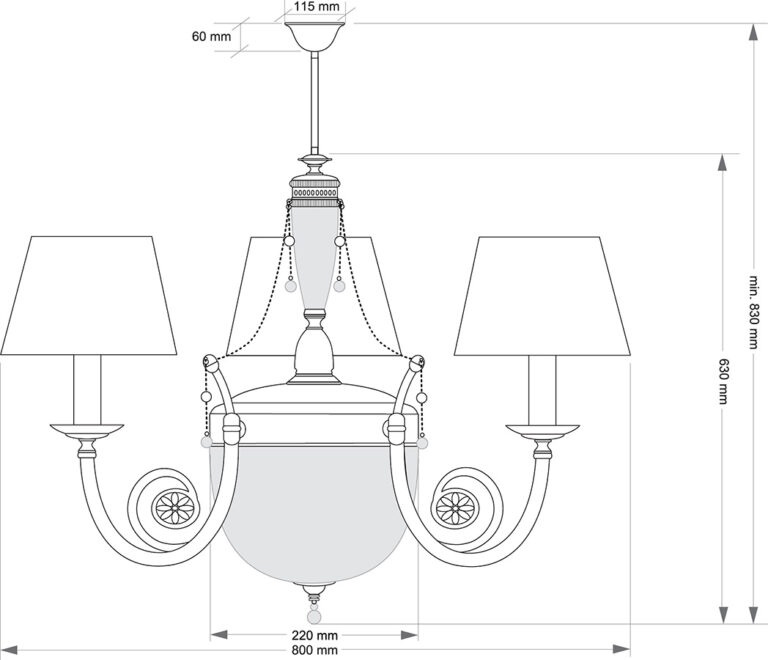 Изображение товара Потолочная люстра на штанге Kutek Bibione BIB-ZW-3(P/A)CR с подвесками