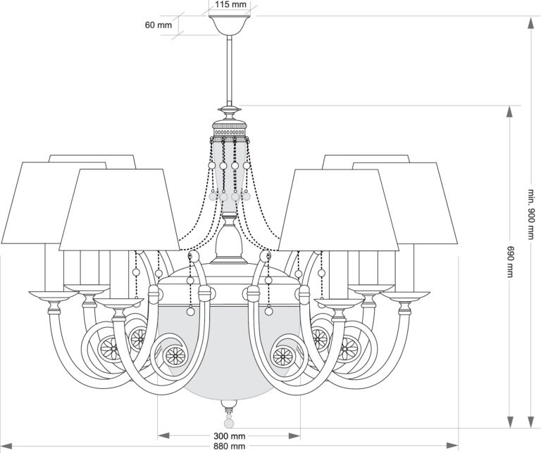 Изображение товара Потолочная люстра на штанге Kutek Bibione BIB-ZW-6(P/A)CR с подвесками