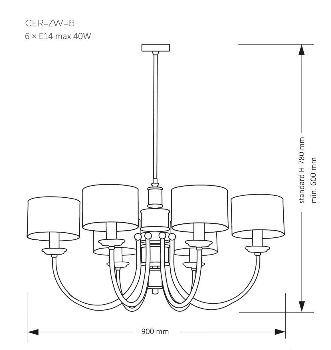 Изображение товара Потолочная люстра на штанге Kutek Cero CER-ZW-6(Z)