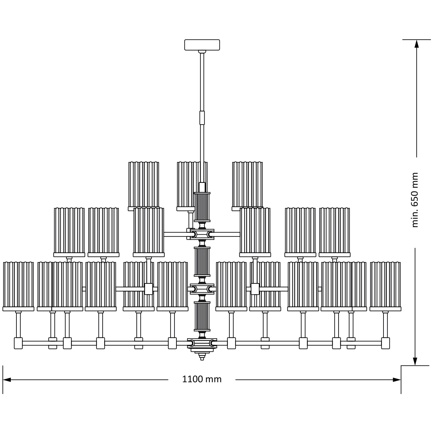 Изображение товара Потолочная люстра на штанге Kutek Empoli Ryfel EMP-ZW-12+6+3(ZM)R