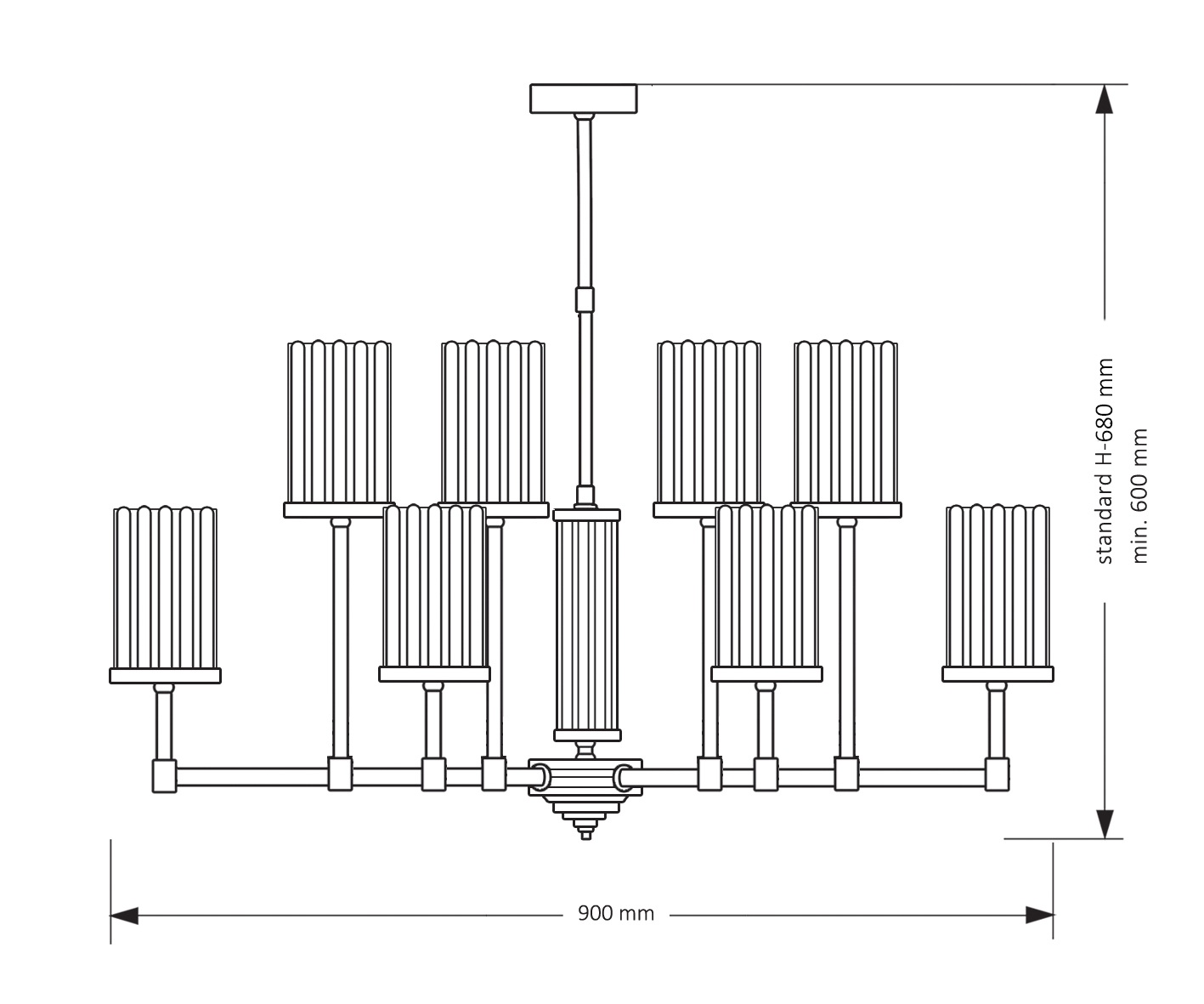 Изображение товара Потолочная люстра на штанге Kutek Empoli Ryfel EMP-ZW-8(Z)R