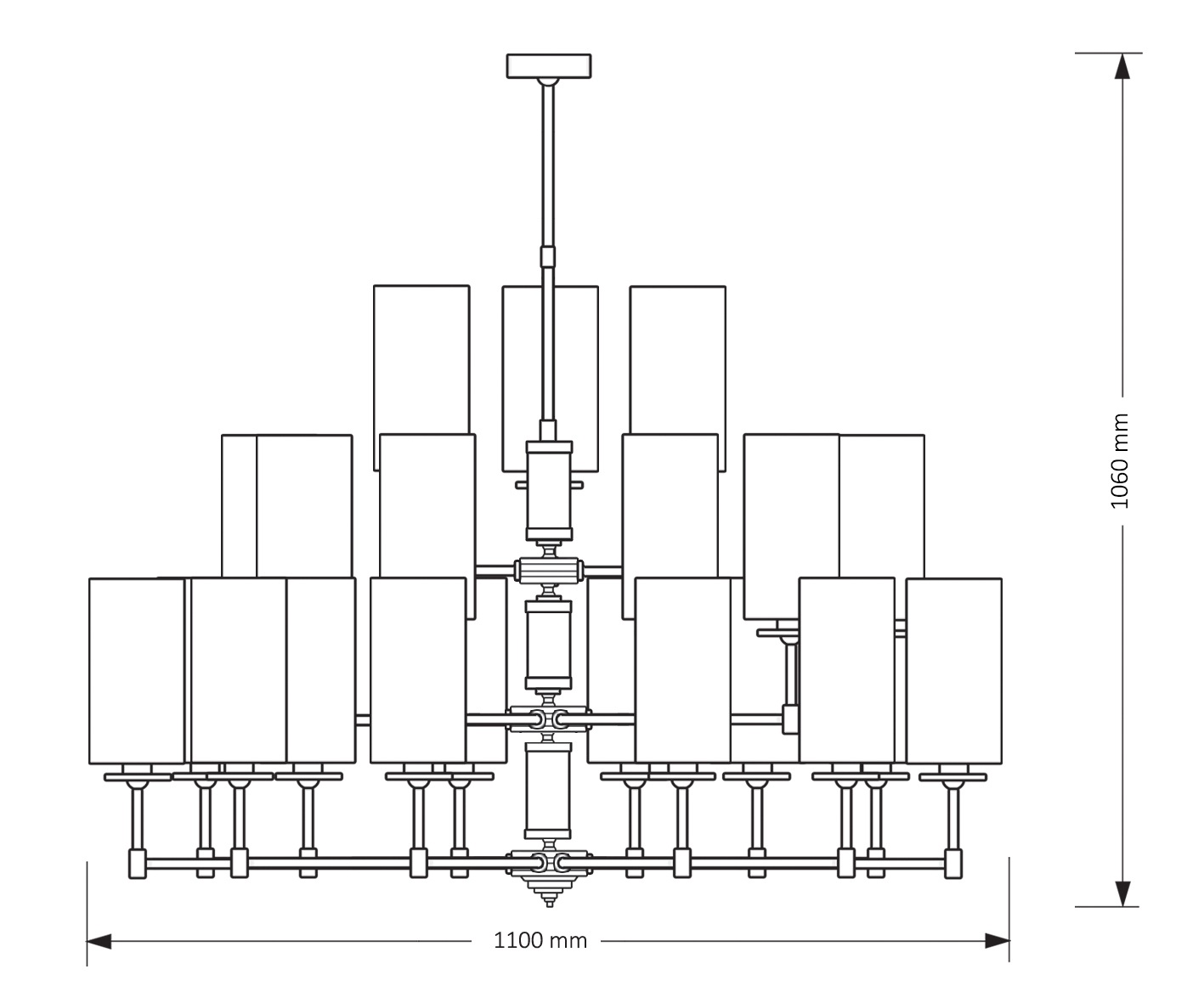 Изображение товара Классическая потолочная люстра Kutek Empoli EMP-ZW-12+6+3(ZM) на штанге