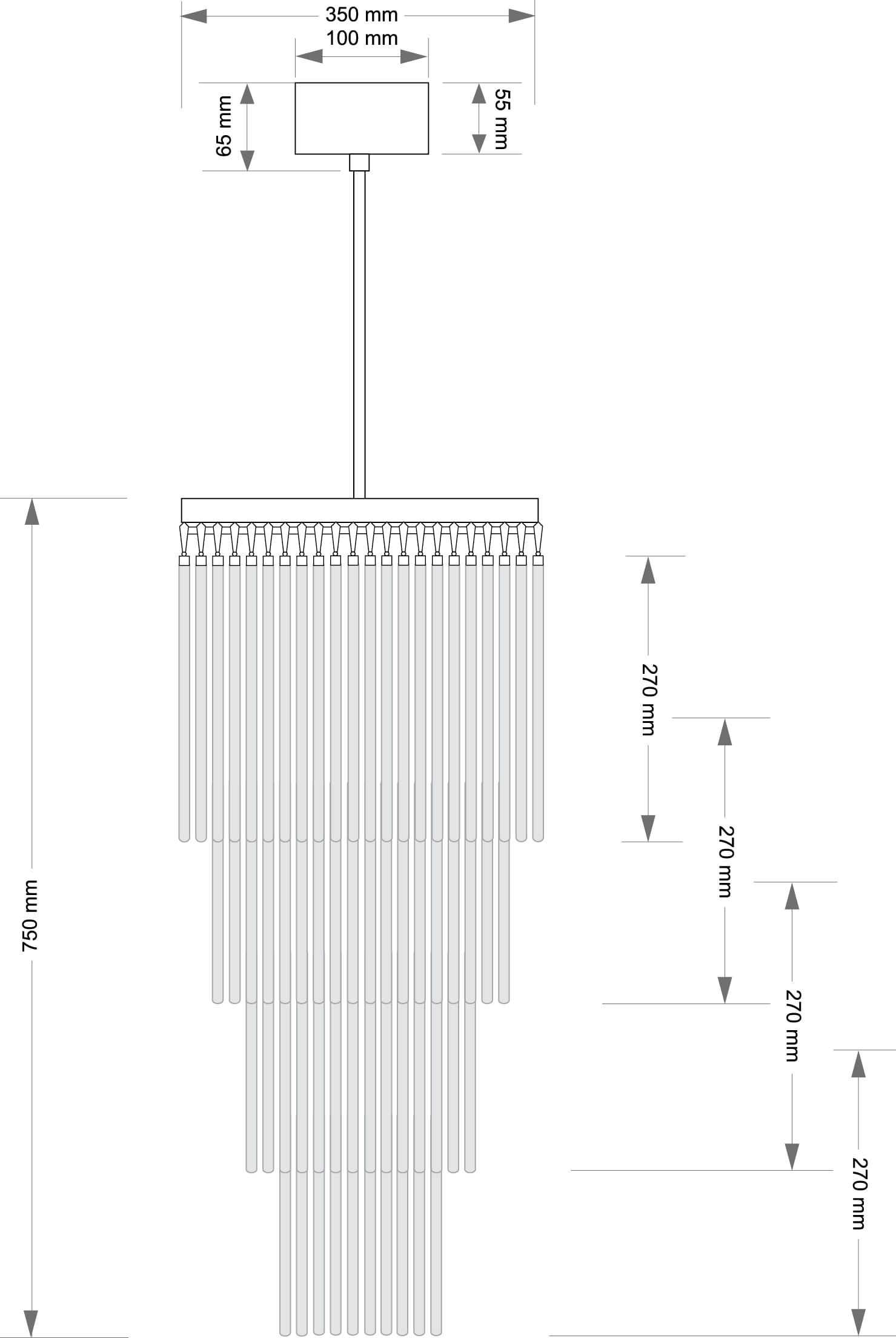 Изображение товара Потолочная люстра каскадная Kutek Filago FIL-ZW-10(P)350/270