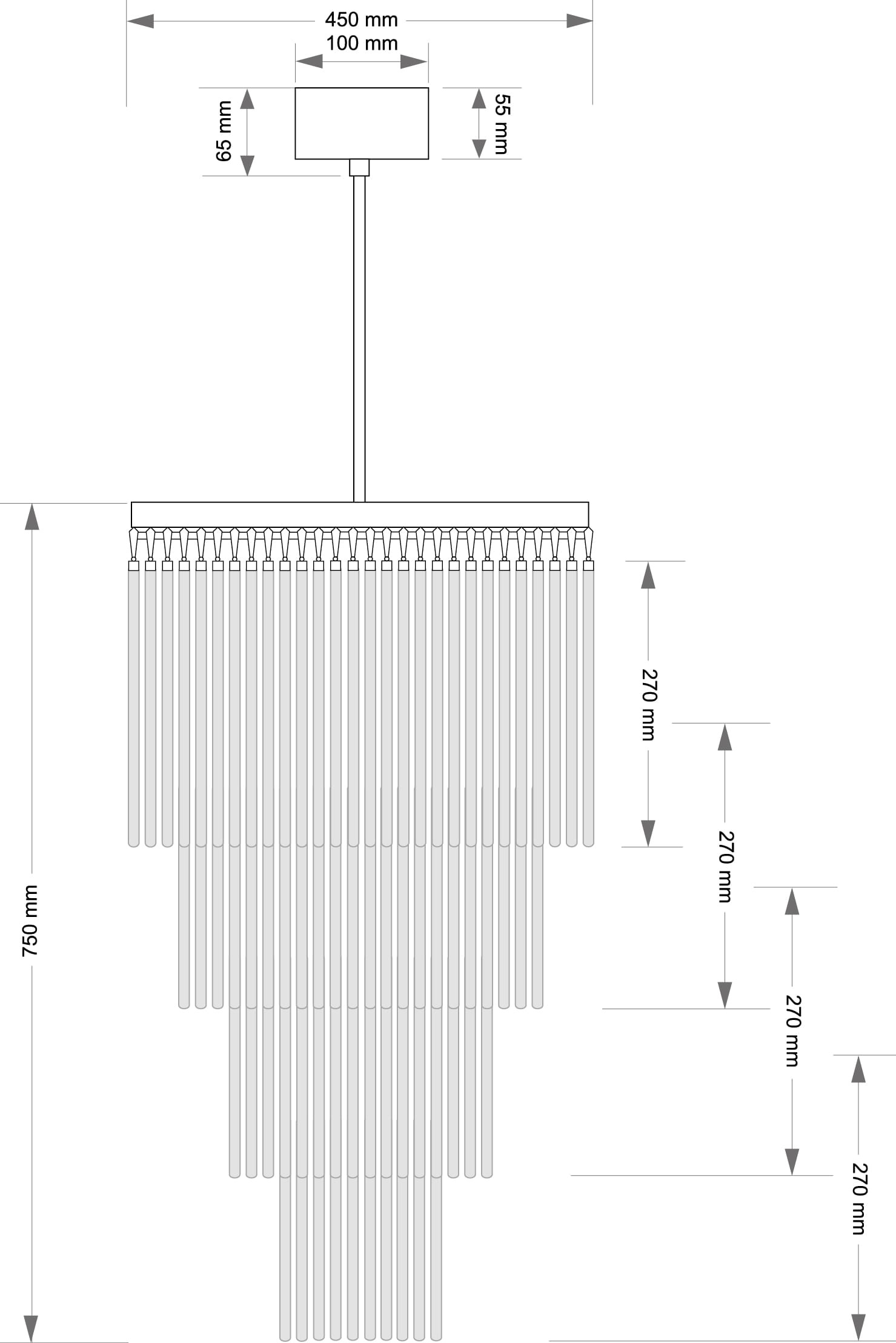 Изображение товара Потолочная люстра каскадная Kutek Filago FIL-ZW-10(P)450/270