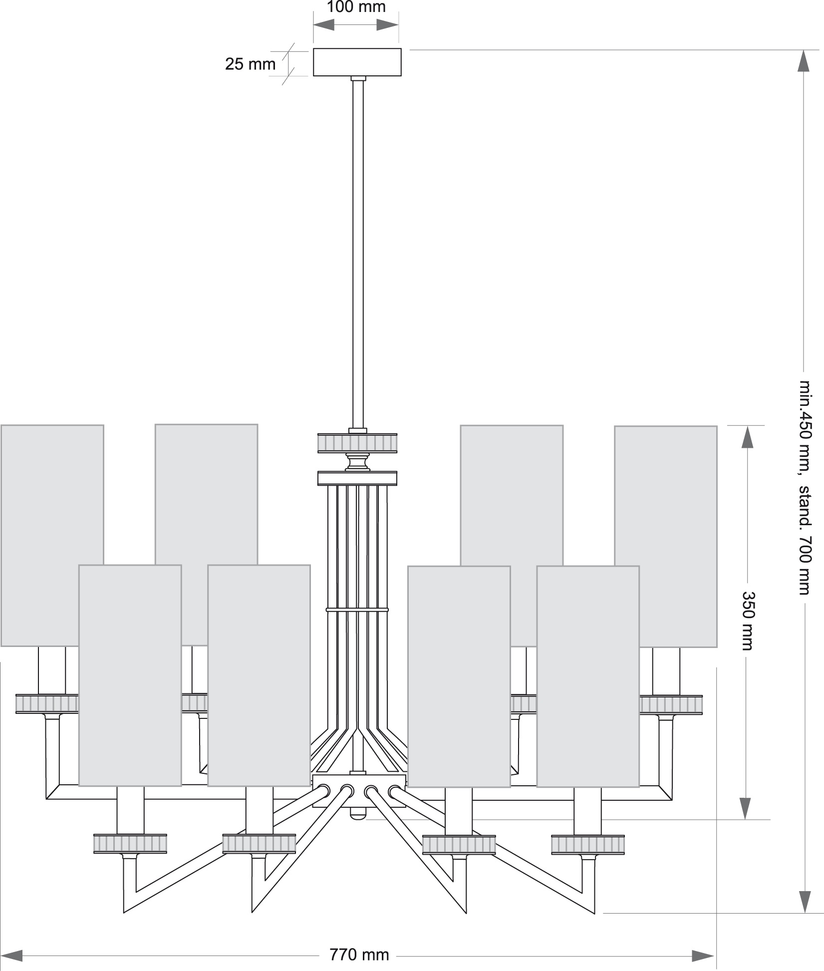 Изображение товара Потолочная люстра на штанге Kutek Genova GEN-ZW-8(P/A)