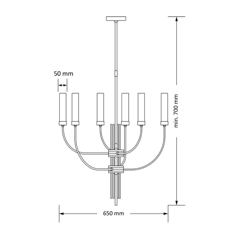 Изображение товара Потолочная люстра на штанге Kutek Mussa MUS-ZW-6(P) модерн 6 ламп Польша