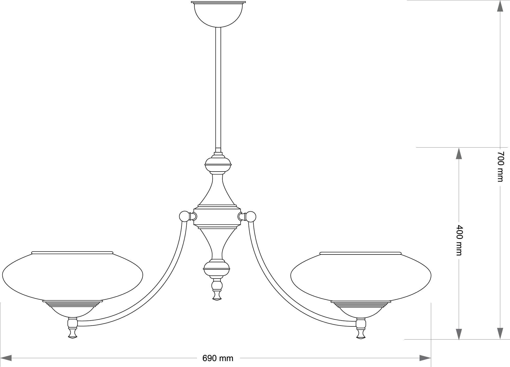 Изображение товара Потолочная люстра на штанге Kutek San Marino Shade SAN-ZW-2(P)CR классика бронза стекло