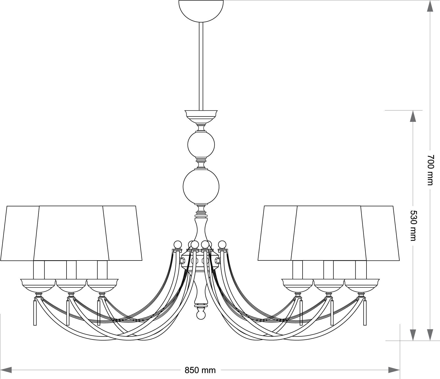 Изображение товара Потолочная люстра Kutek Zaffiro ZAF-ZW-6(N/A) современный стиль 6 ламп E14 регул. высоты
