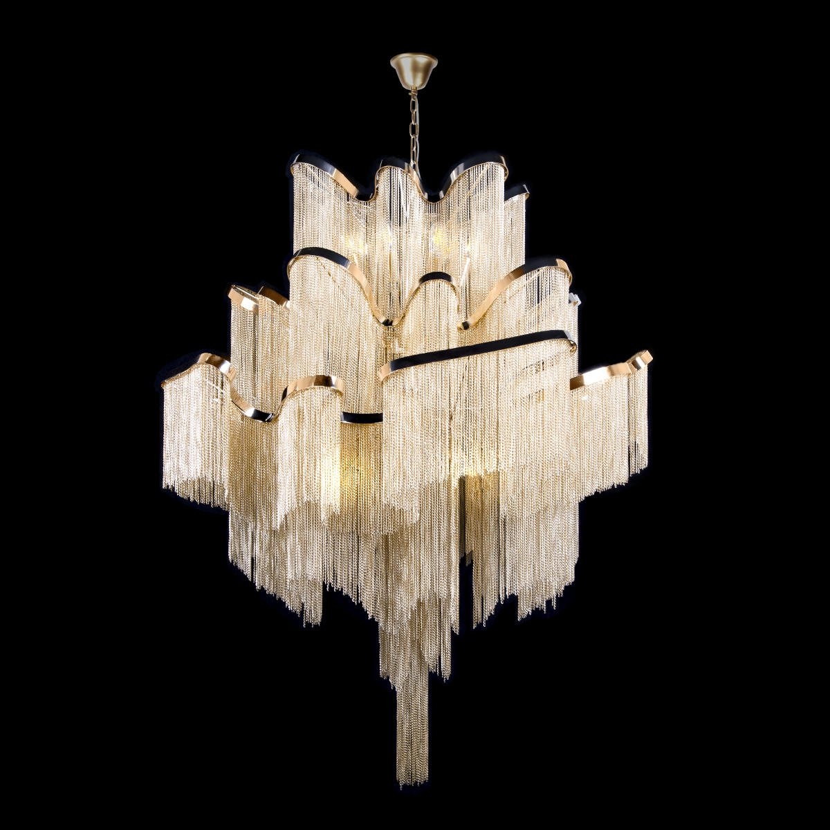 Изображение товара Подвесная каскадная люстра Loft It Stream 10208/1000 Gold для гостиной арт-деко