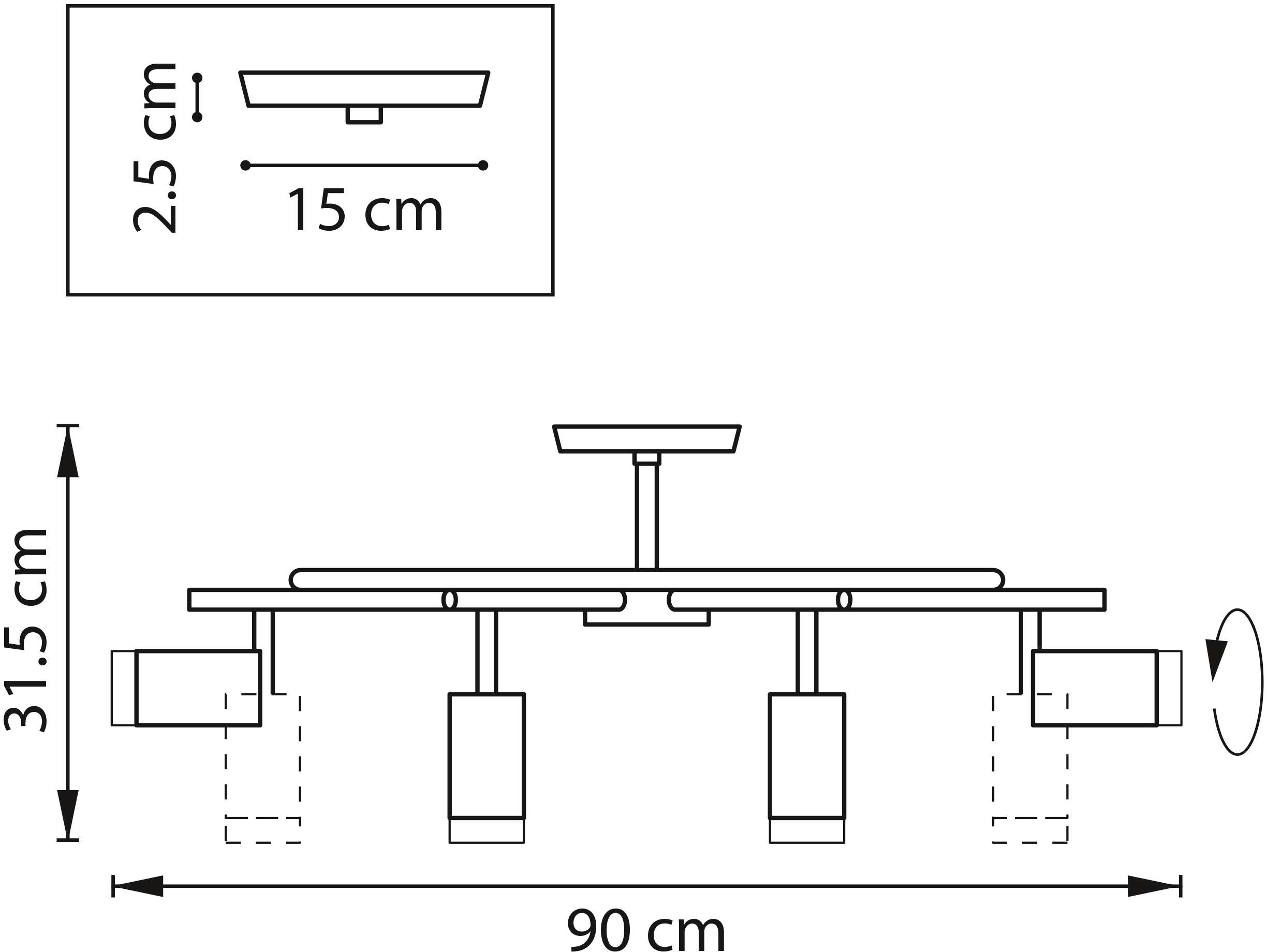 Изображение товара Люстра потолочная на штанге (571718+214430-8+202430-8) Lightstar RULLO LR7183080