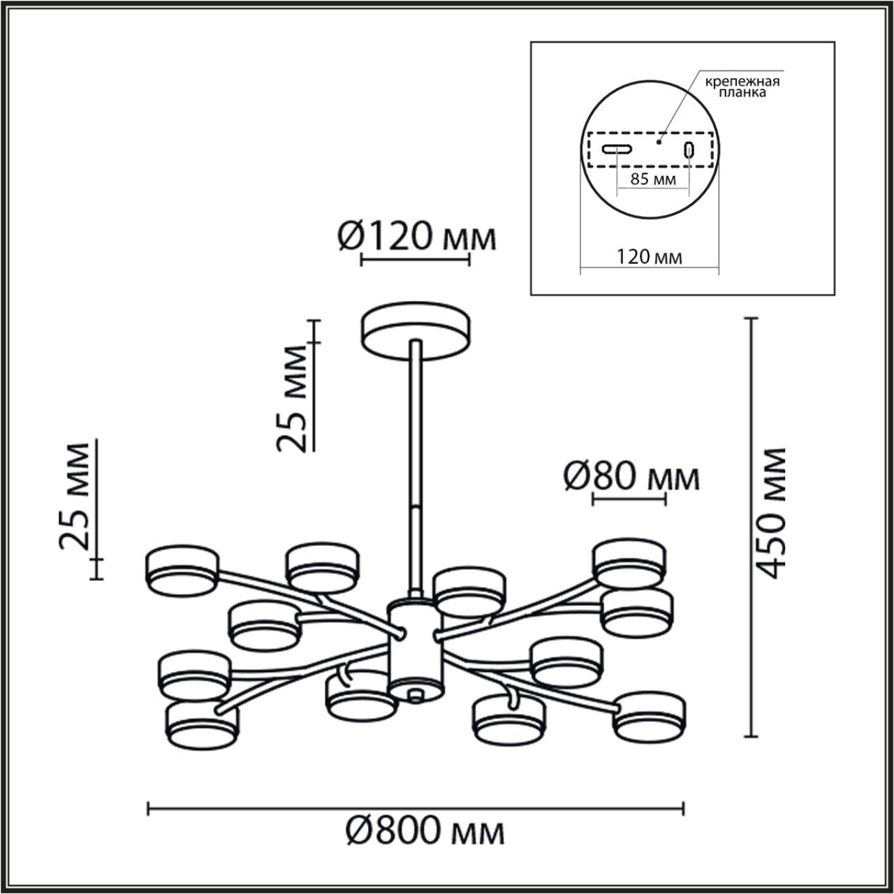 Изображение товара Люстра потолочная Lumion Torina 8117/12 с 12 LED GX53 черный металл минимализм