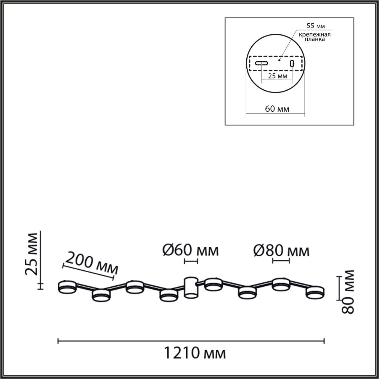 Изображение товара Люстра потолочная накладная с led-лампами Lumion Sanata 8187/8C черный, металл LED GX53 8*7W 220V
