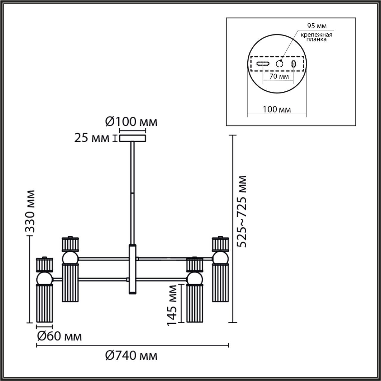 Изображение товара Потолочная люстра Lumion Denver 8276/8 на штанге Латунь стекло Е14 8*40W 220V