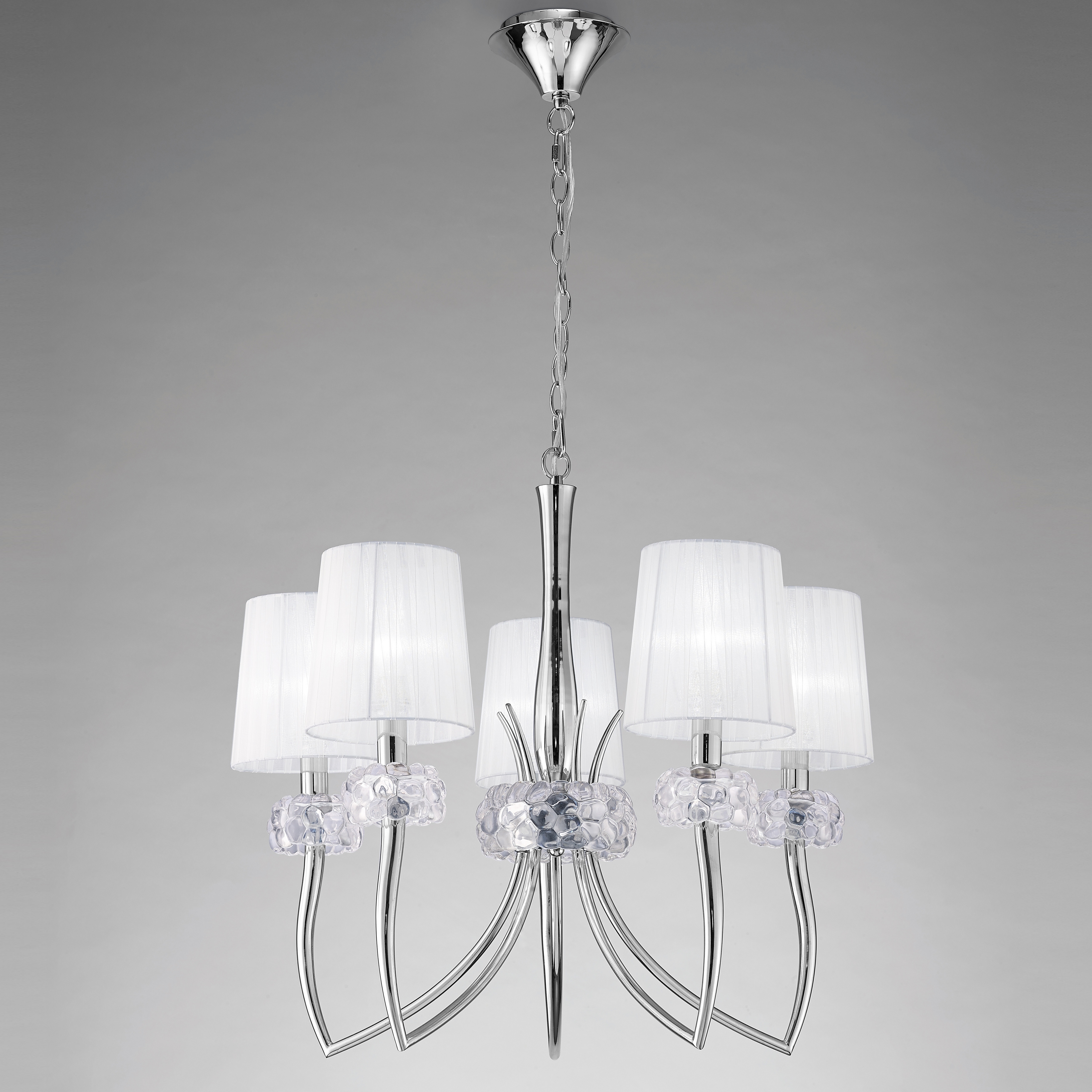 Изображение товара Подвесная люстра Mantra Loewe 4631 с 5 абажурами из органзы