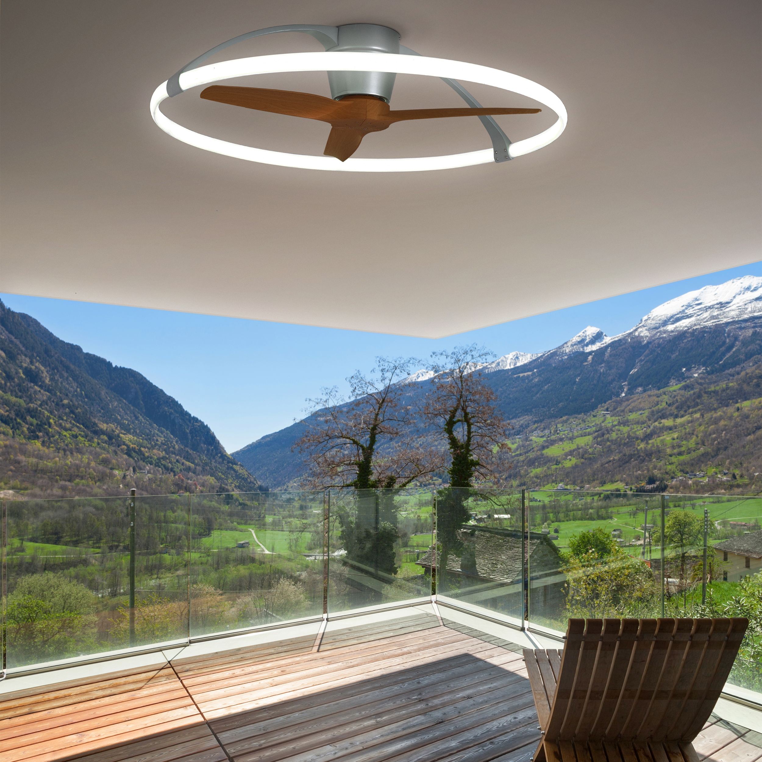 Изображение товара Потолочная люстра светодиодная с вентилятором пультом и управлением смартфоном голосовым регулировкой цветовой температуры Mantra Nepal 7533 (Умный дом)