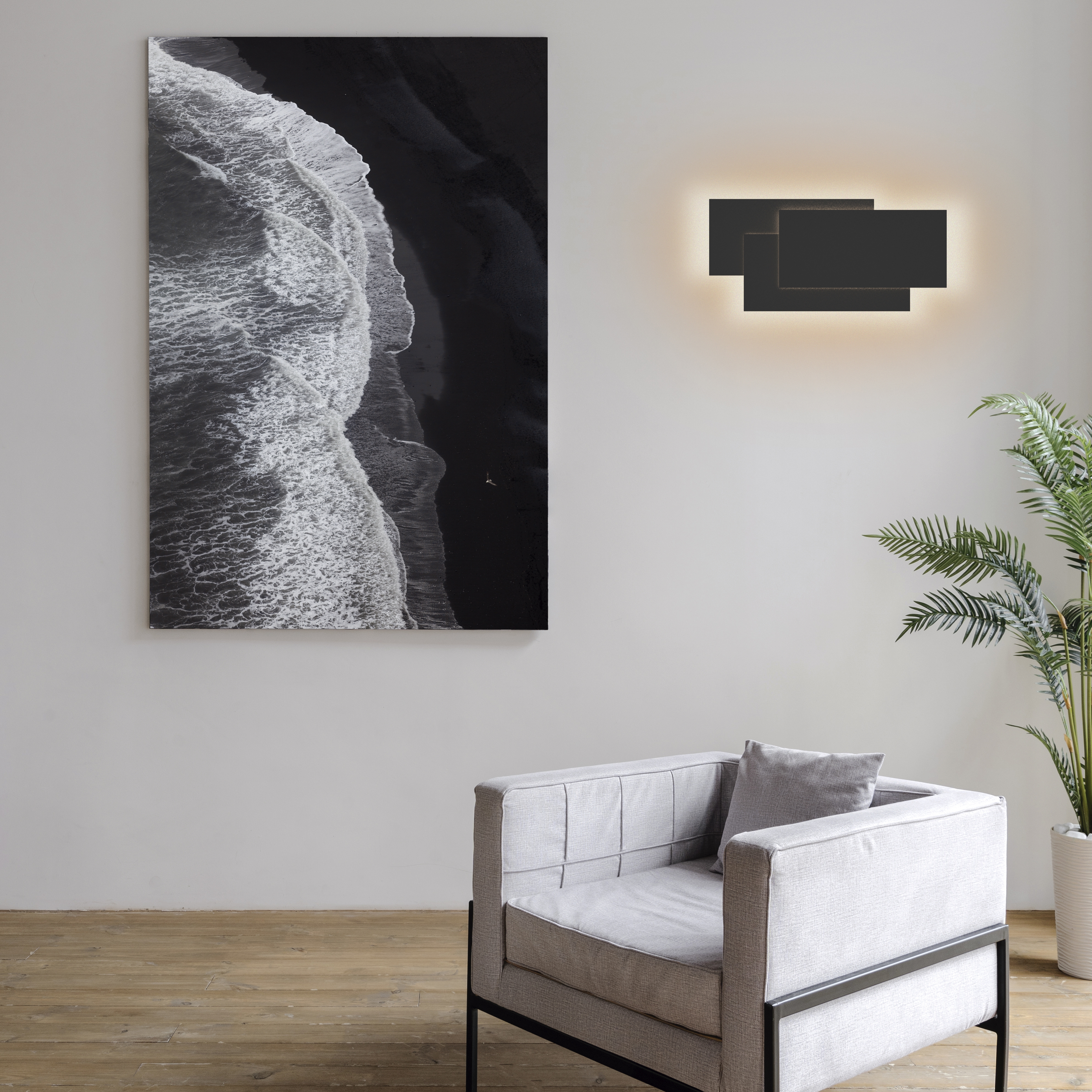 Изображение товара Настенный светильник светодиодный Mantra Tahiti 8088 модерн, черный, 36W, 3240 люмен