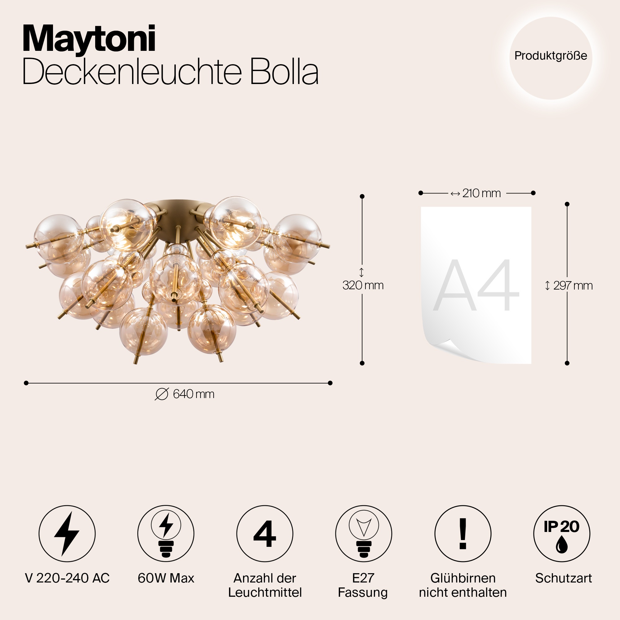 Изображение товара Потолочная люстра молекулы Maytoni Bolla MOD133CL-04BS