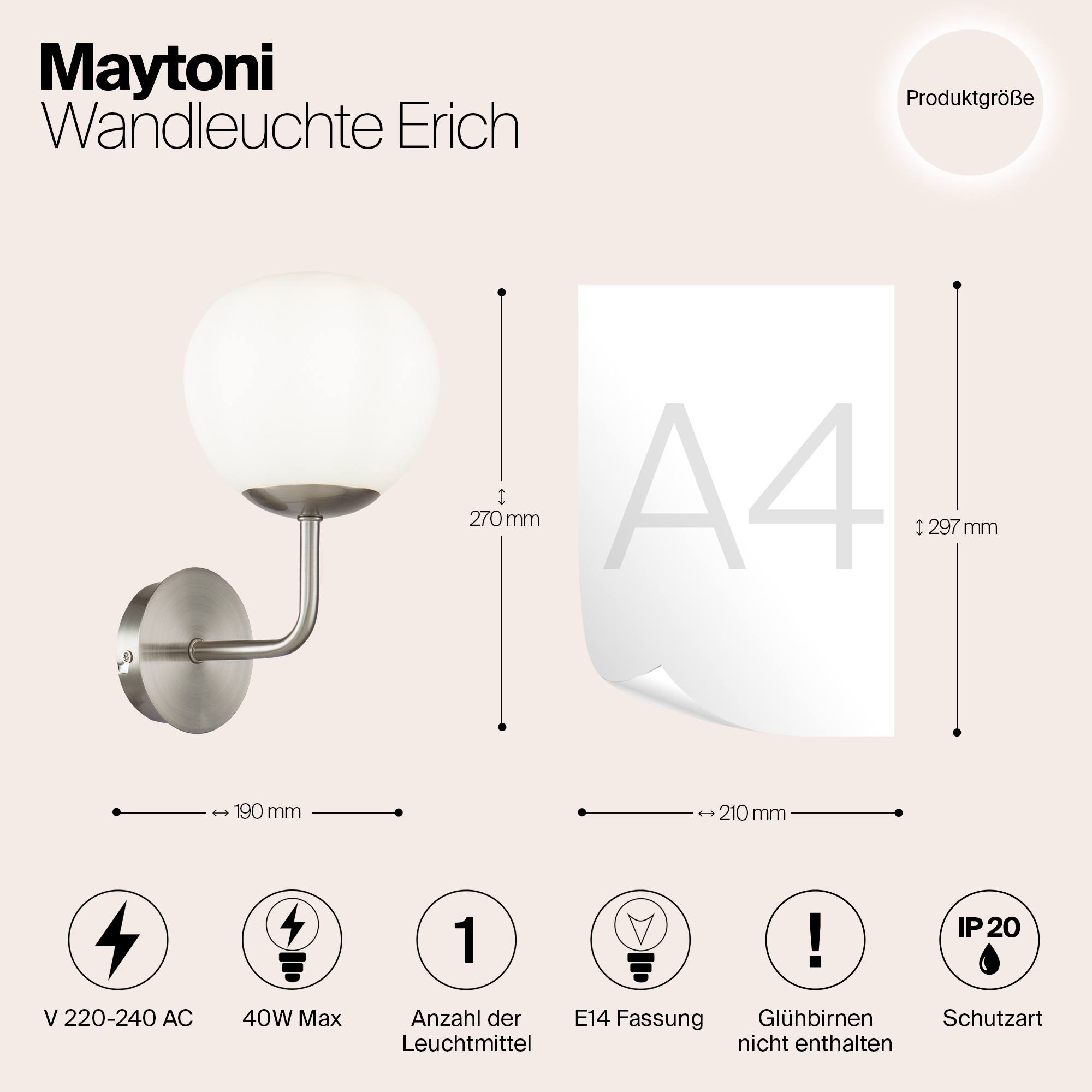 Изображение товара Бра Maytoni Erich MOD221-WL-01-N