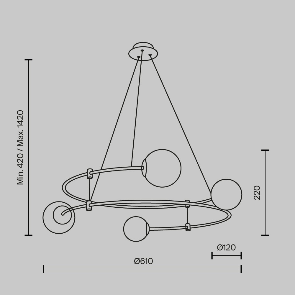 Изображение товара Подвесная люстра Maytoni Balance MOD317PL-04G для современного интерьера