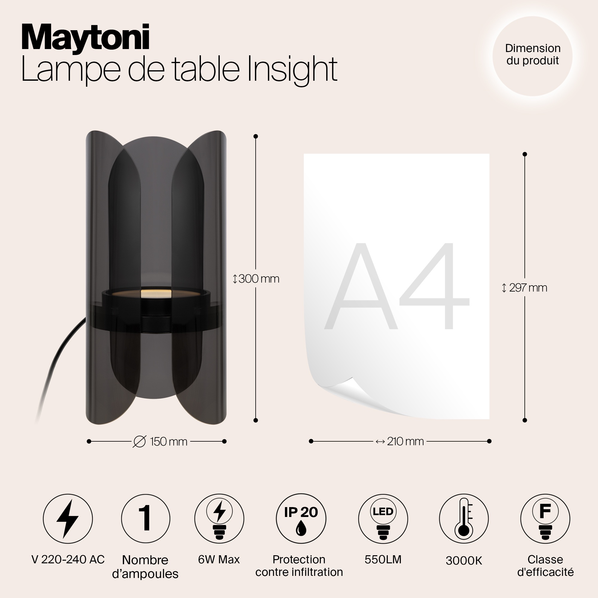 Изображение товара Настольная лампа высотой 30 см светодиодная Maytoni Insight MOD416TL-L6BR3K