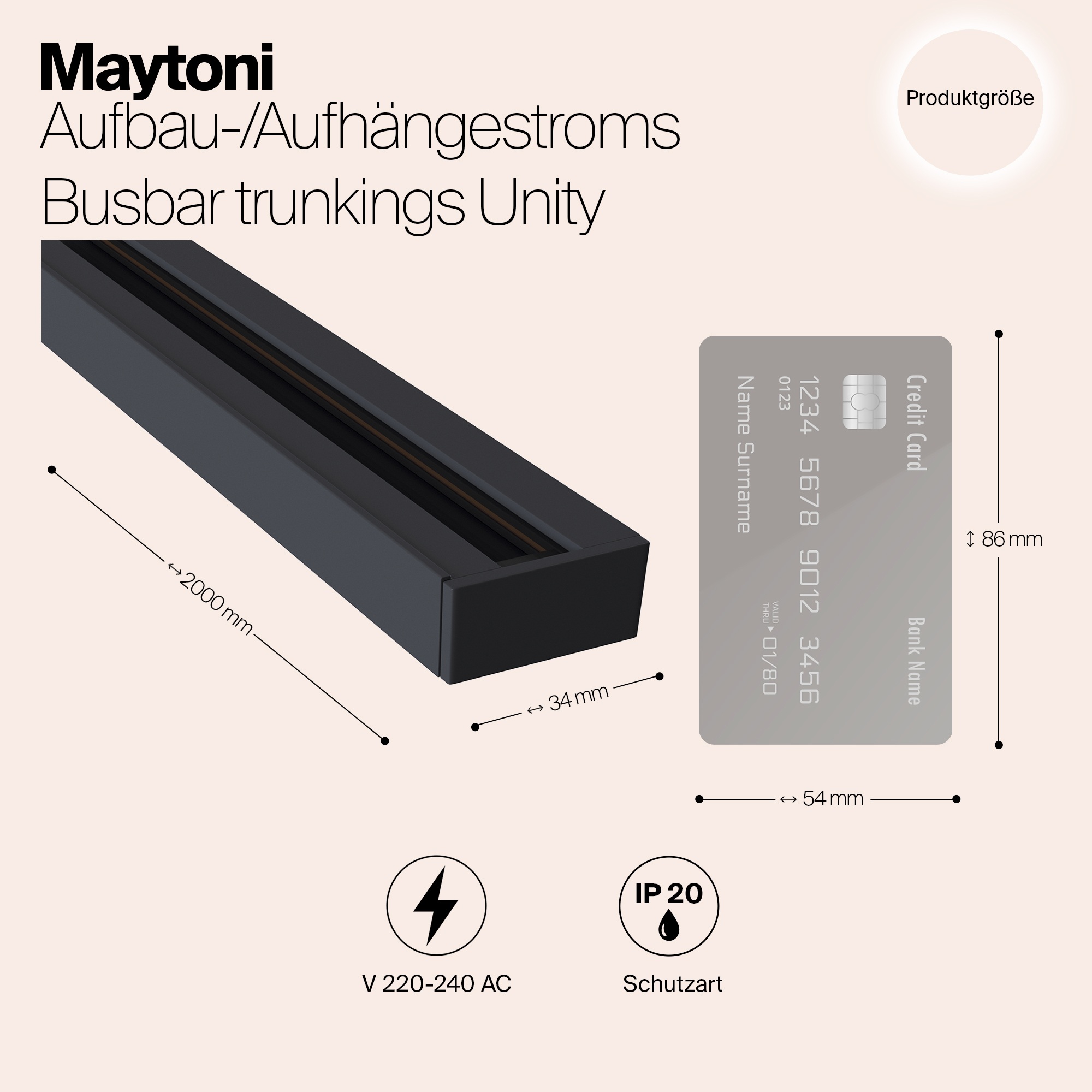 Изображение товара Шинопровод Unity TRX001-112B 2м накладной/подвесной черный от Maytoni