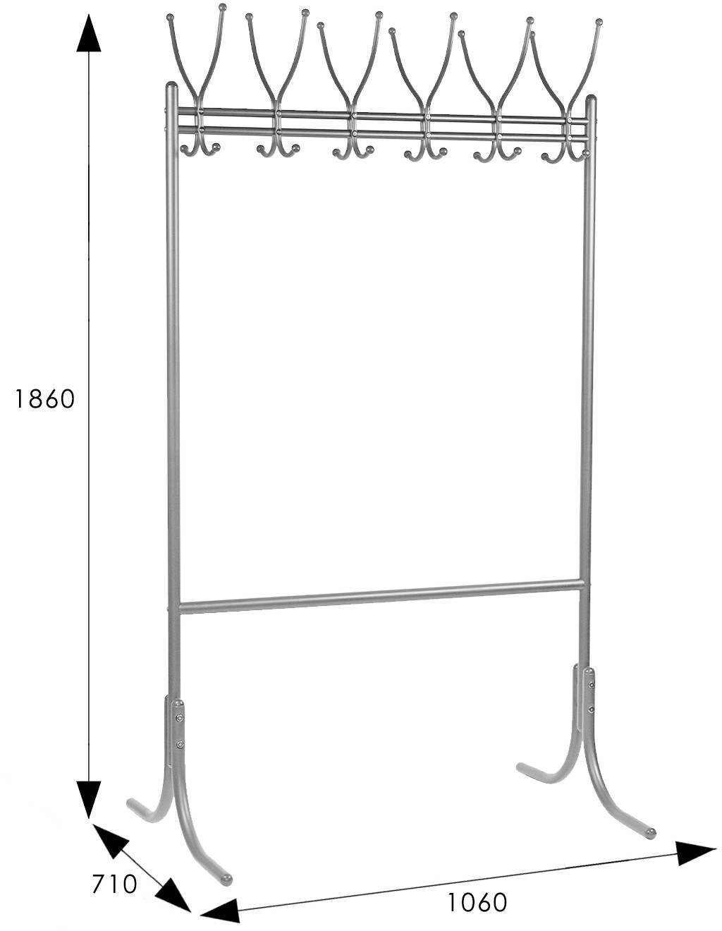 Вешалка напольная м 3 металлик