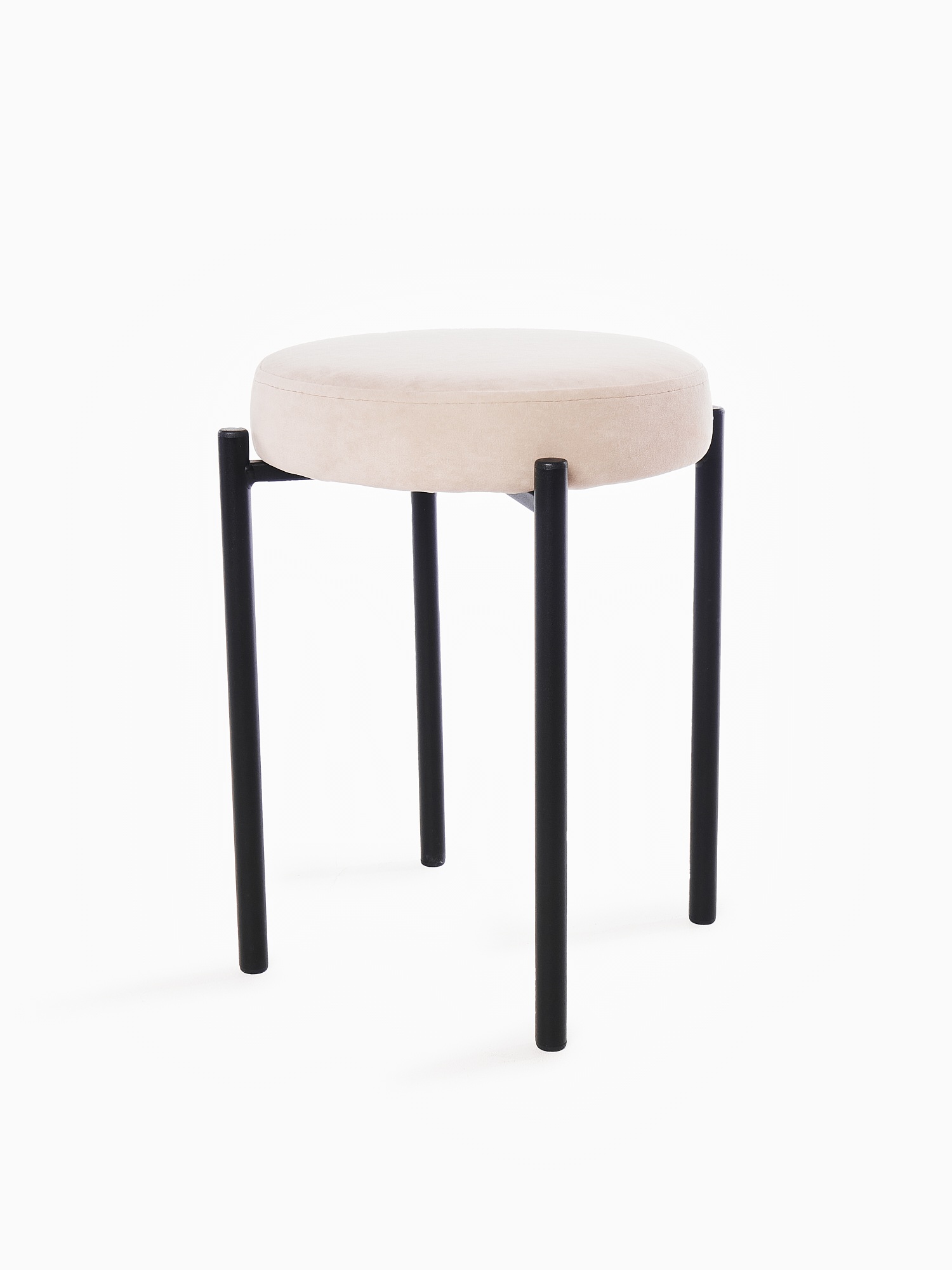 Изображение товара Табурет МАМАДОМА БОБ ЧЁРНЫЙ/CREM LUX b3 из велюра и металла