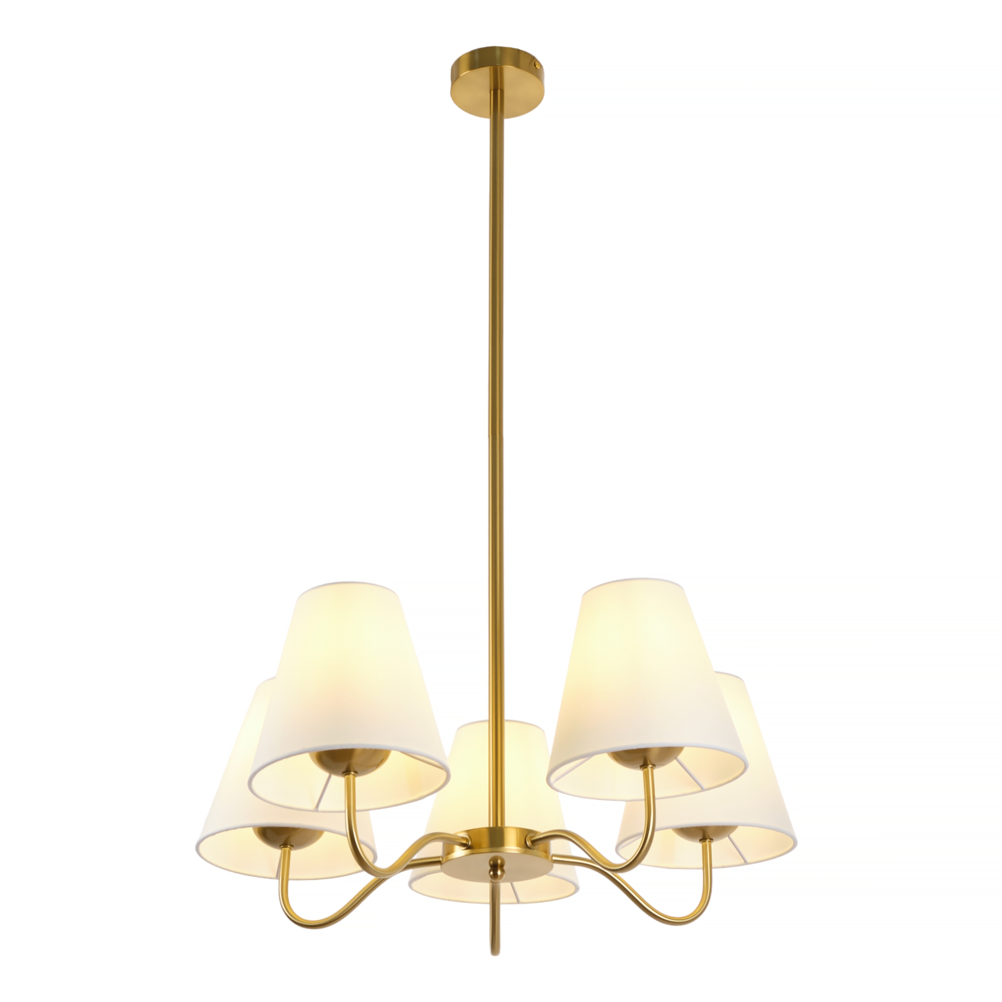 Изображение товара Потолочная люстра на штанге MyFar Charlotte MR2100-5C классика белый металл тканевые абажуры